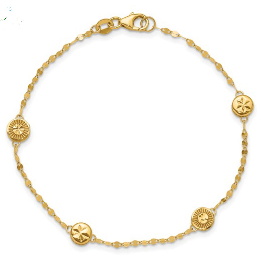 Maya Disc Bracelet  14k Gold