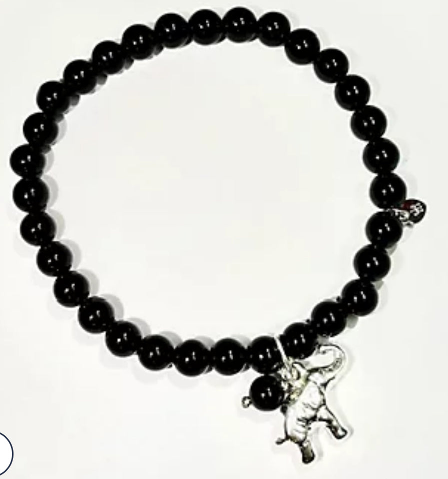 Sterling Silver Onyx Charm Bracelet