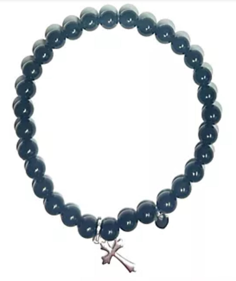 Sterling Silver Onyx Charm Bracelet