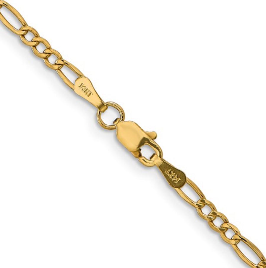 10k 2.5mm Semi-Solid Figaro Chain