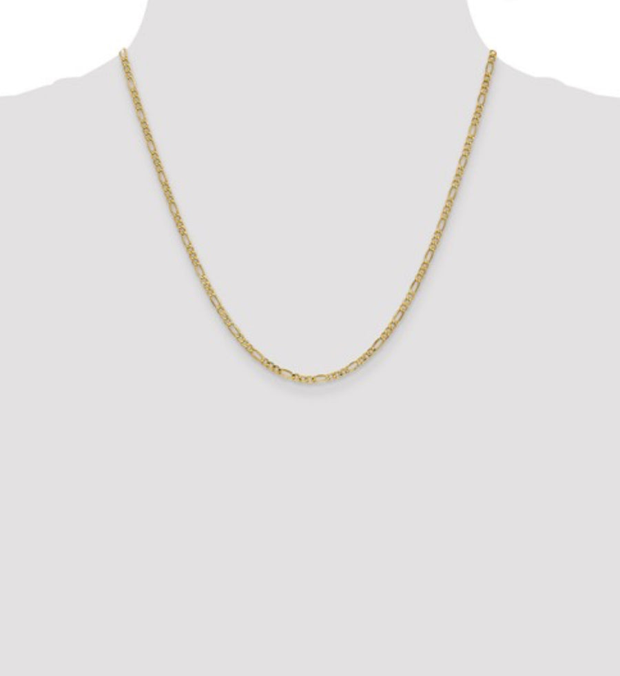 10k 2.5mm Semi-Solid Figaro Chain