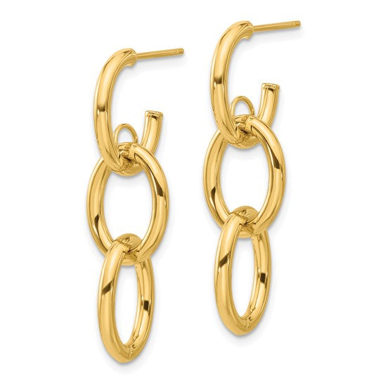 Chunky Link Drop Earrings  14K Gold