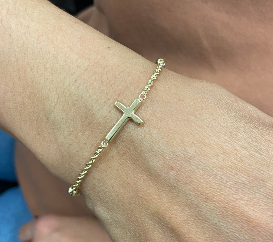 10K Gold Cross Bracelet