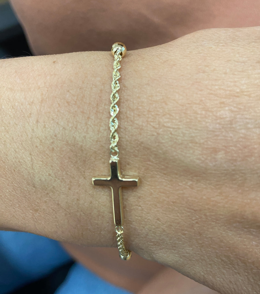 10K Gold Cross Bracelet