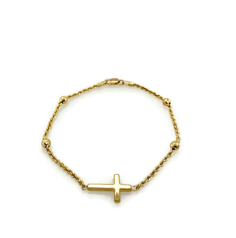 10K Gold Cross Bracelet