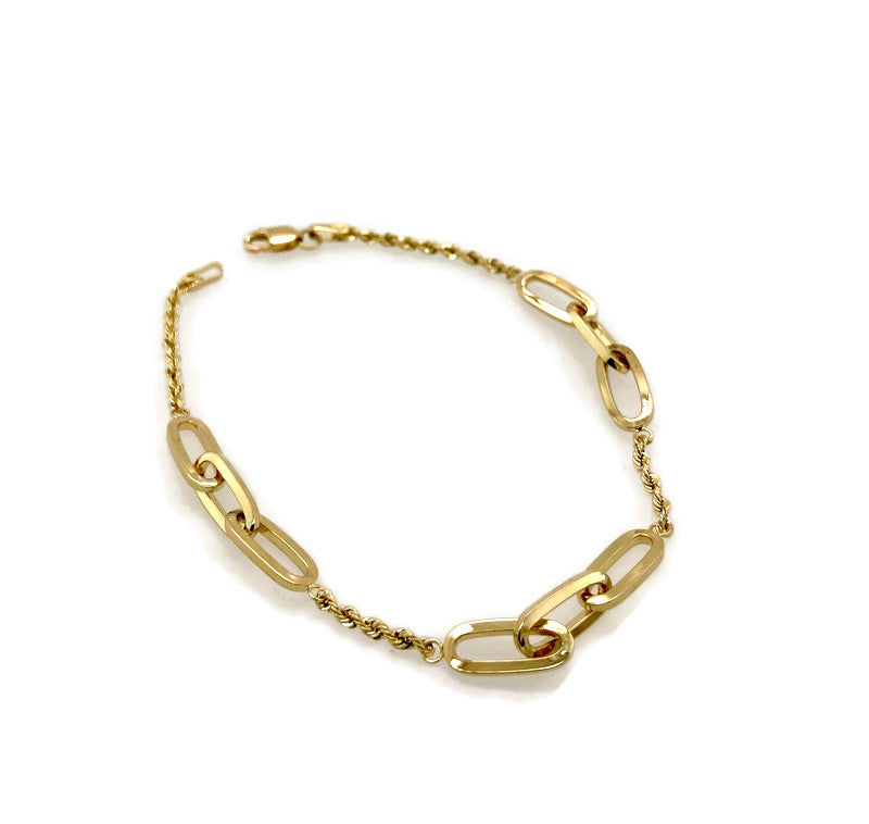 10K Gold Staple Chain Bracelet