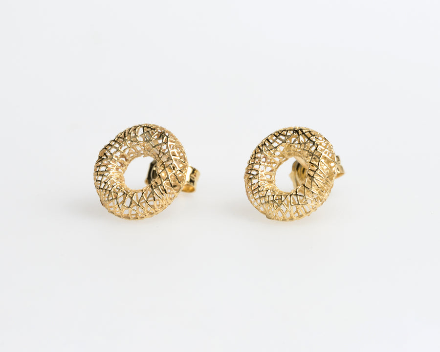 10K Gold Open Circle Wirework Earrings