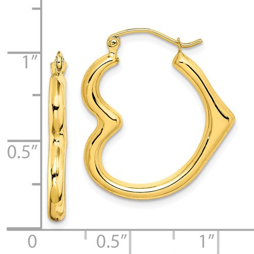 10K Gold Heart Shape Hoop Earrings