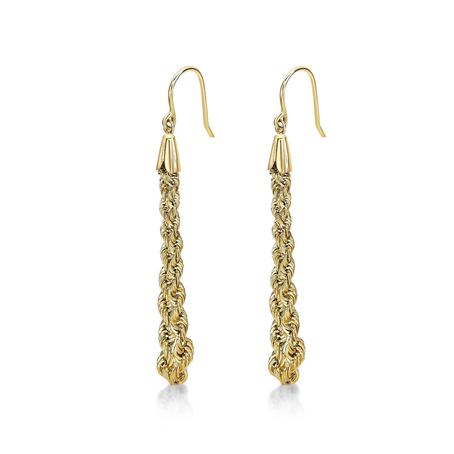 Rope Chain Drop Earrings 14k Yellow Gold Fashion Beauty Designer Jewelry Store Discount