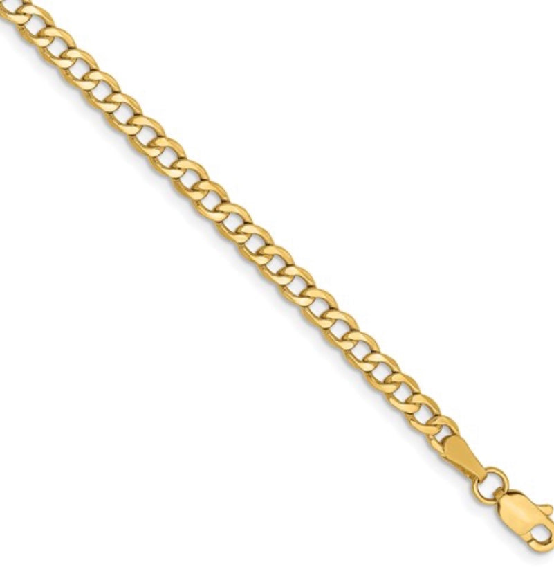 Semi-Solid Curb Link Chain Bracelet
