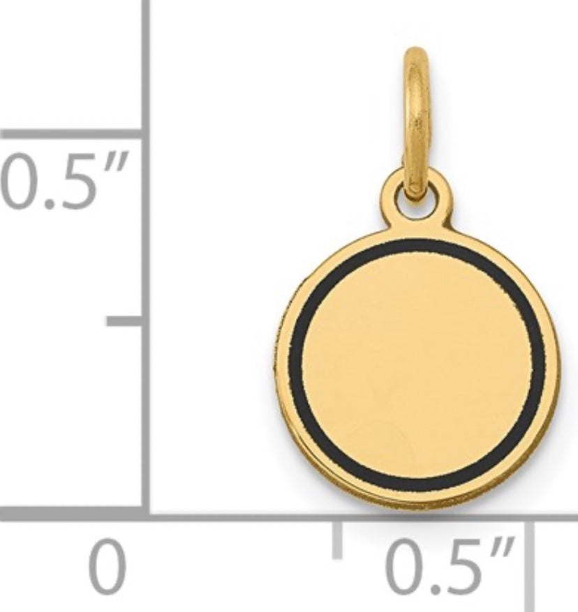circular engravable disc emamel pendant charm 14k Yellow Gold Fashion Beauty Designer Jewelry Stores Discount