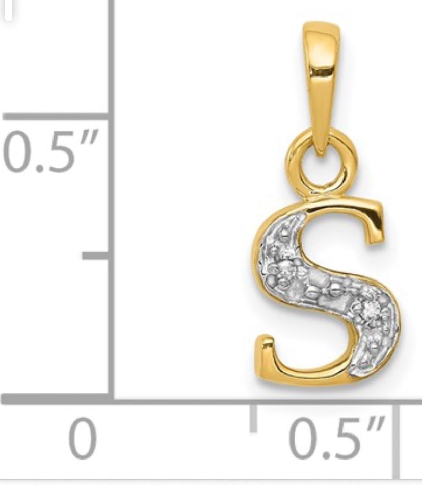 Gold Diamond Initial Letter Charm Pendant  14k Yellow Gold Fashion Beauty Designer Jewelry Stores Discount