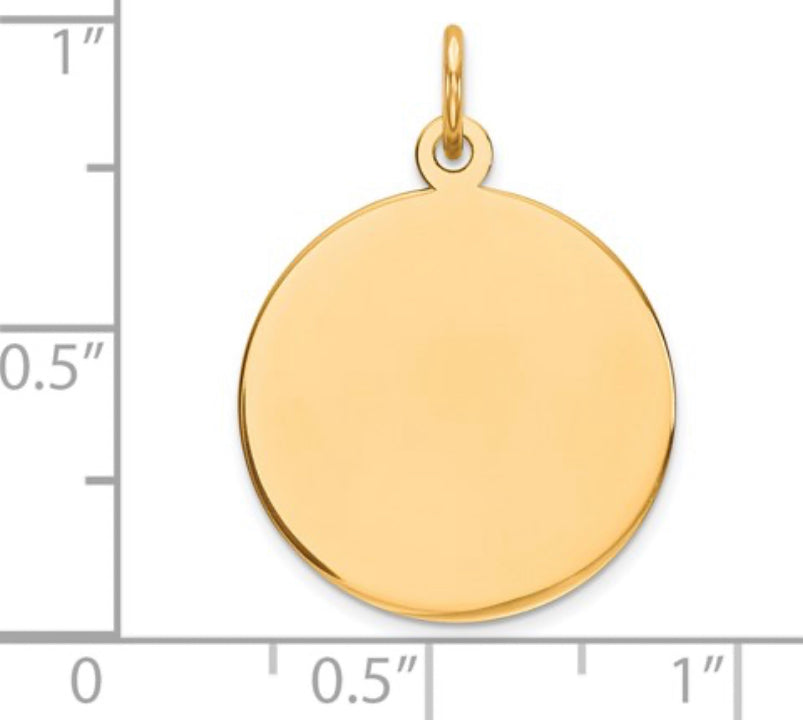 plain circular engravable disc pendant charm 14k Yellow Gold Fashion Beauty Designer Jewelry Stores Discount