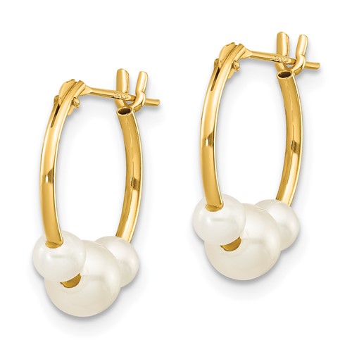 Freshwater Pearls Mini Hoop Earrings 14k Yellow Gold Fashion Beauty Designer Jewelry Stores Discount