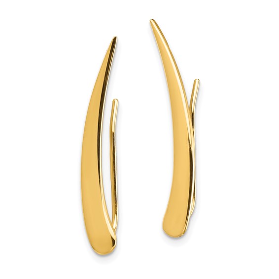 Polished Pointed Ear Climber Earrings 14k Yellow Gold Fashion Beauty Designer Jewelry Stores Discount