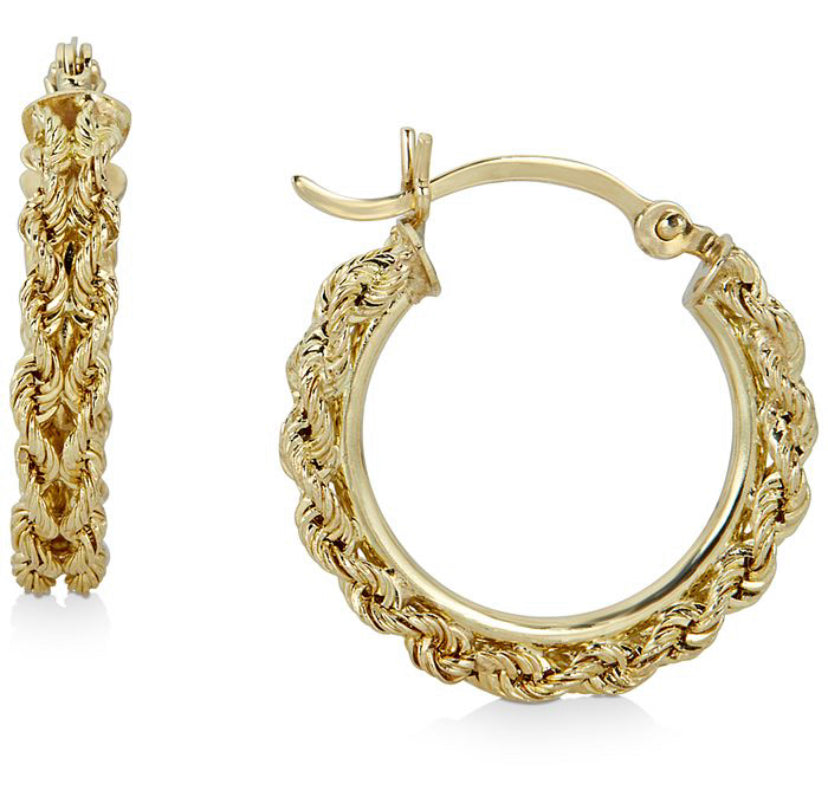 10k Rope Chain Hoop Earrings