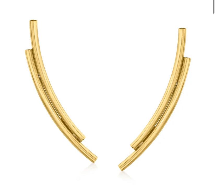 14k Gold Double Tube Climber Earrings