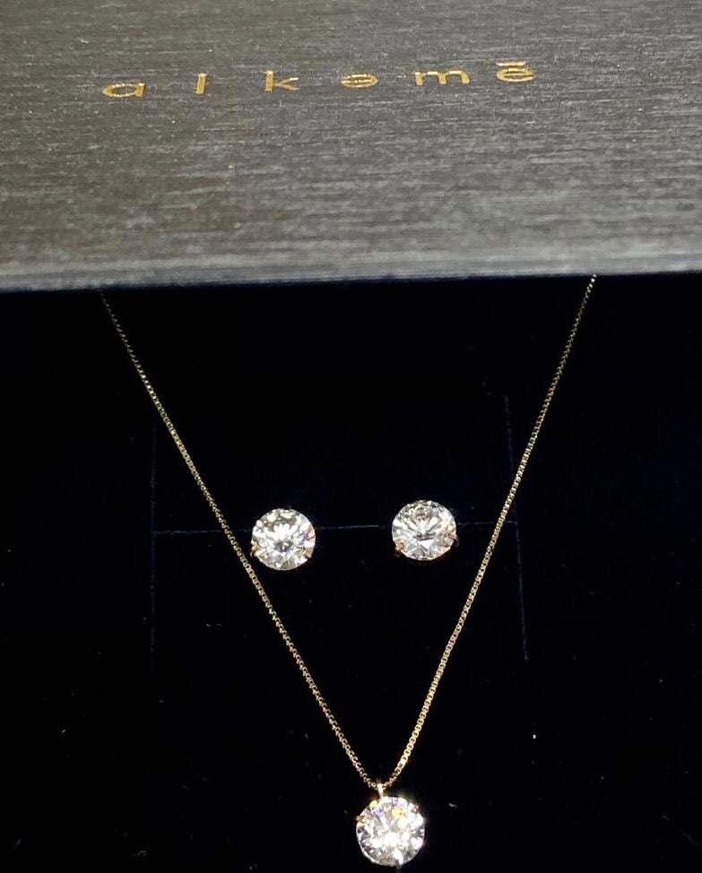 The Radiance Set • 14k Gold & CZ Earrings and Necklace