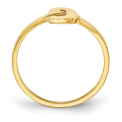 High Polished 10K Gold Initial Ring